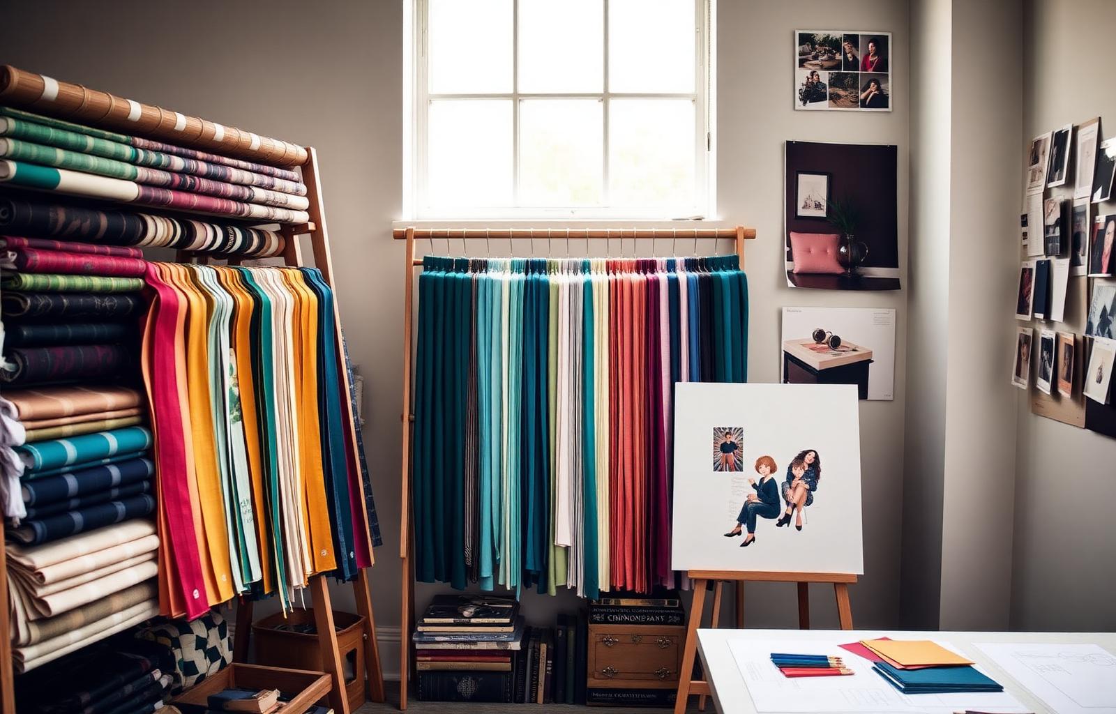 In-house design studio with fabric samples