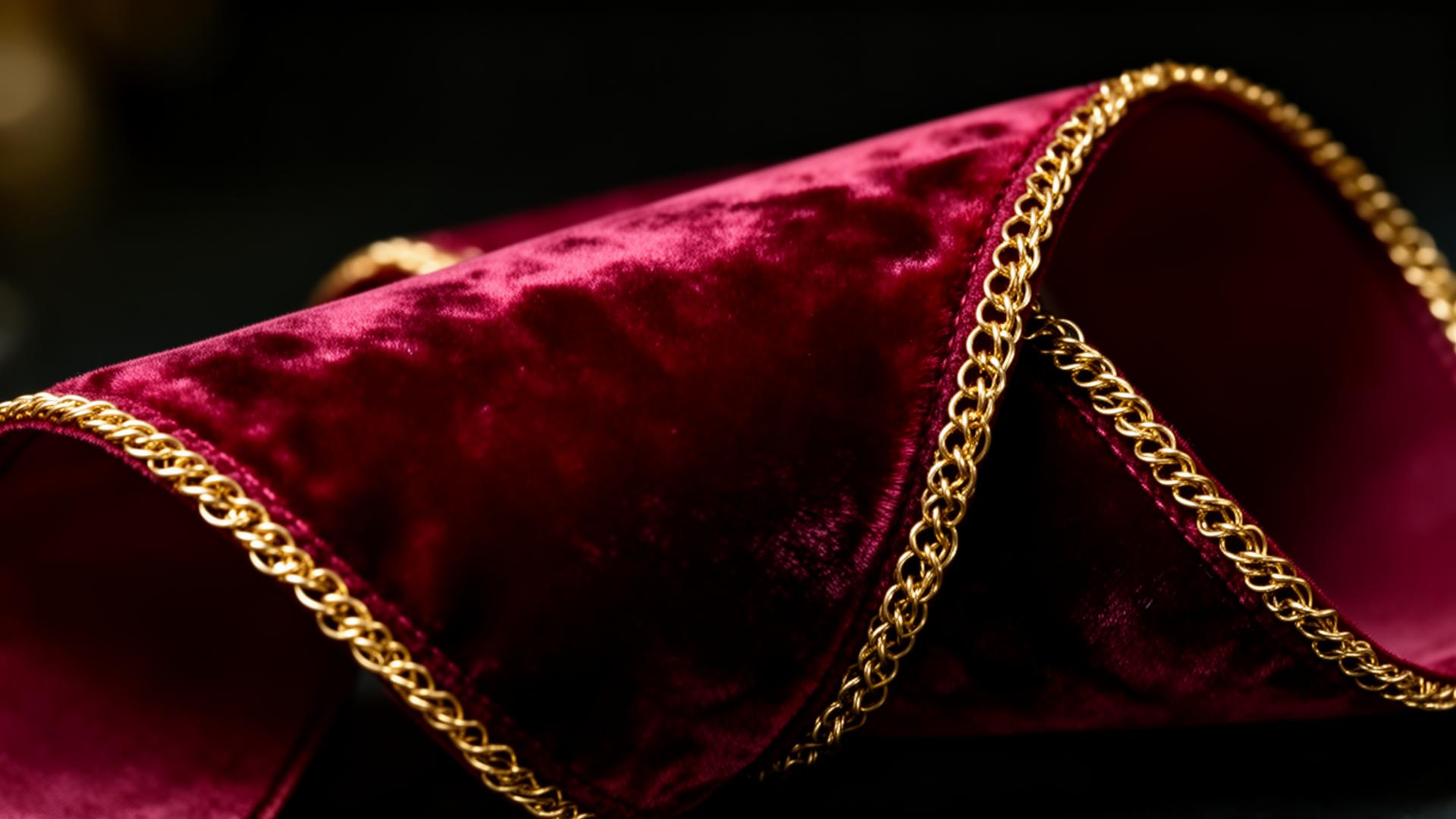 Premium velvet Christmas ribbon with gilded edge